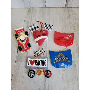 I heart racing NASCAR Rusty variety ornament Xmas set unique